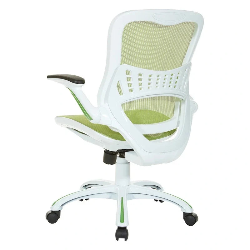 Chaise de bureau Riley avec assise et dossier en maille blanche