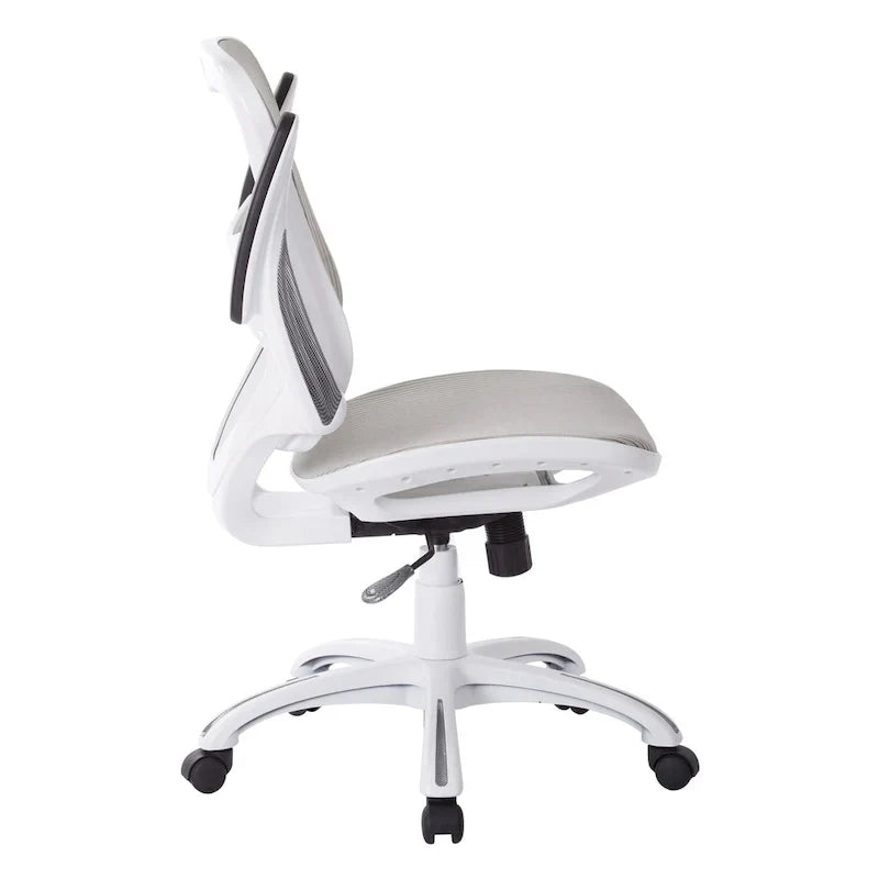 Chaise de bureau Riley avec assise et dossier en maille blanche