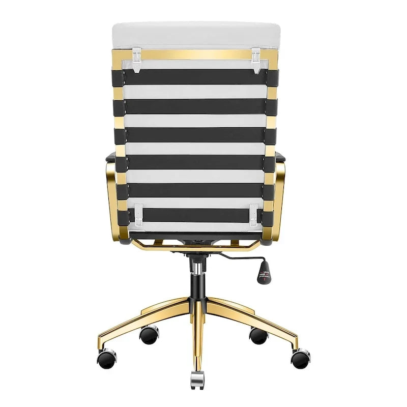 Chaise de bureau LUXMOD en similicuir avec cadre doré, réglable et pivotante
