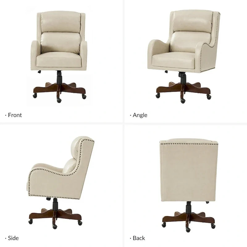 Fauteuil de bureau pivotant Pete en similicuir à hauteur réglable avec mécanisme d'inclinaison par HULALA HOME
