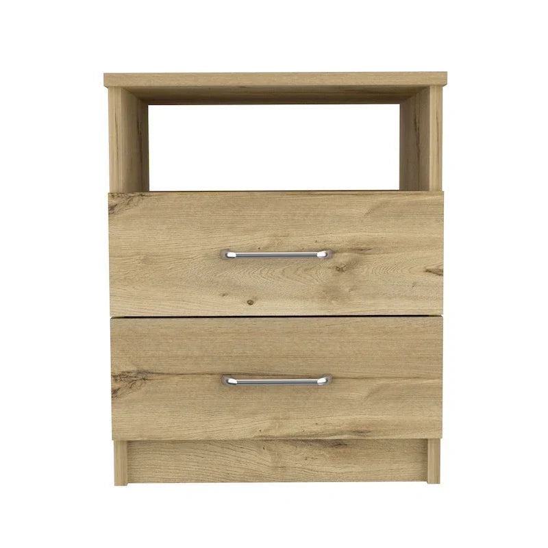 Table de chevet FM Furniture Oklahoma avec deux tiroirs et une étagère