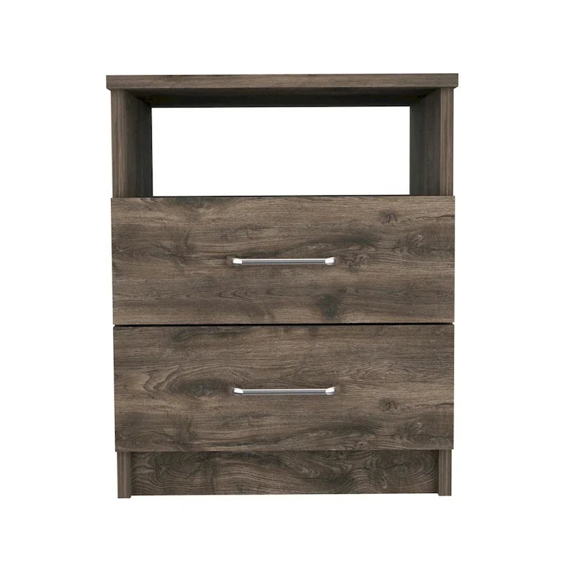 Table de chevet FM Furniture Oklahoma avec deux tiroirs et une étagère
