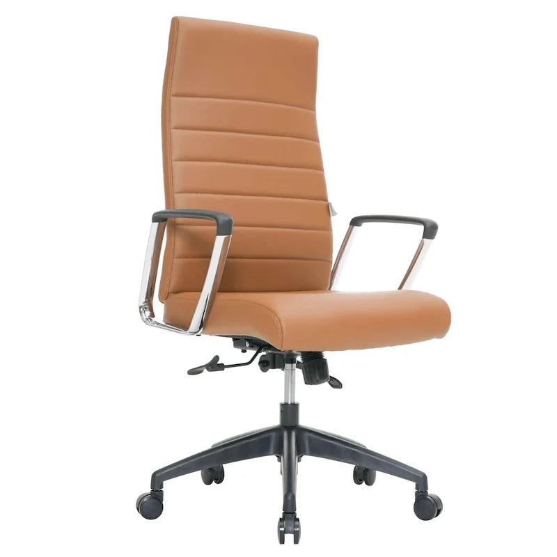 Chaise de bureau de conférence LeisureMod Hilton moderne à dossier haut en cuir