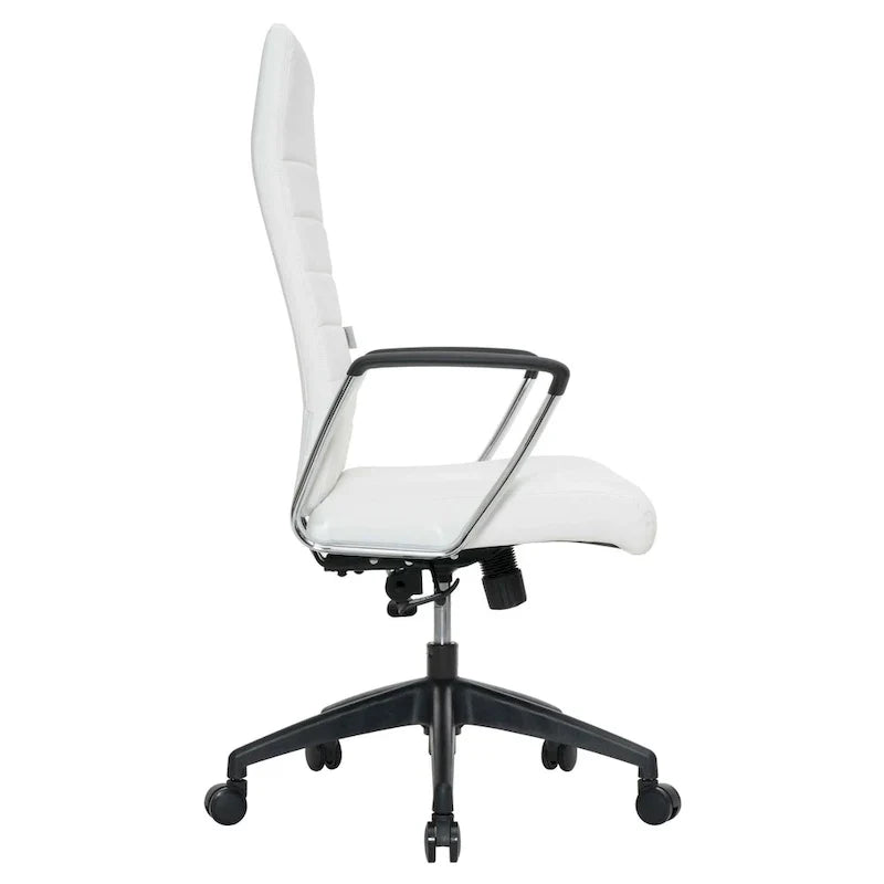 Chaise de bureau de conférence LeisureMod Hilton moderne à dossier haut en cuir