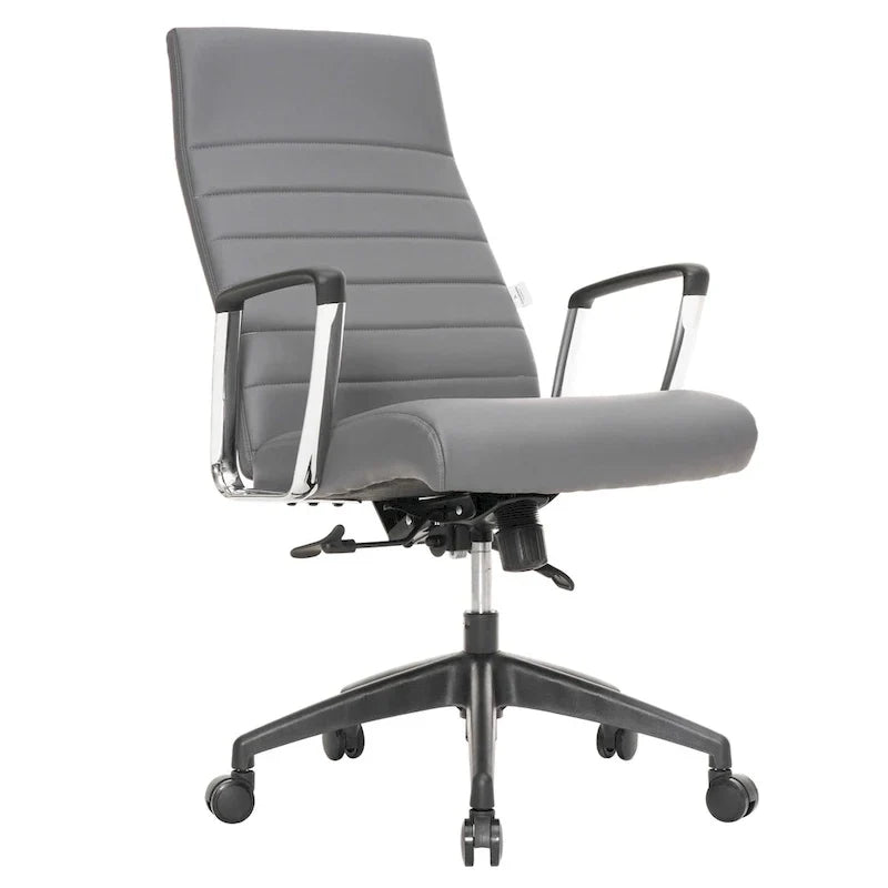 Chaise de bureau de conférence LeisureMod Hilton moderne à dossier haut en cuir