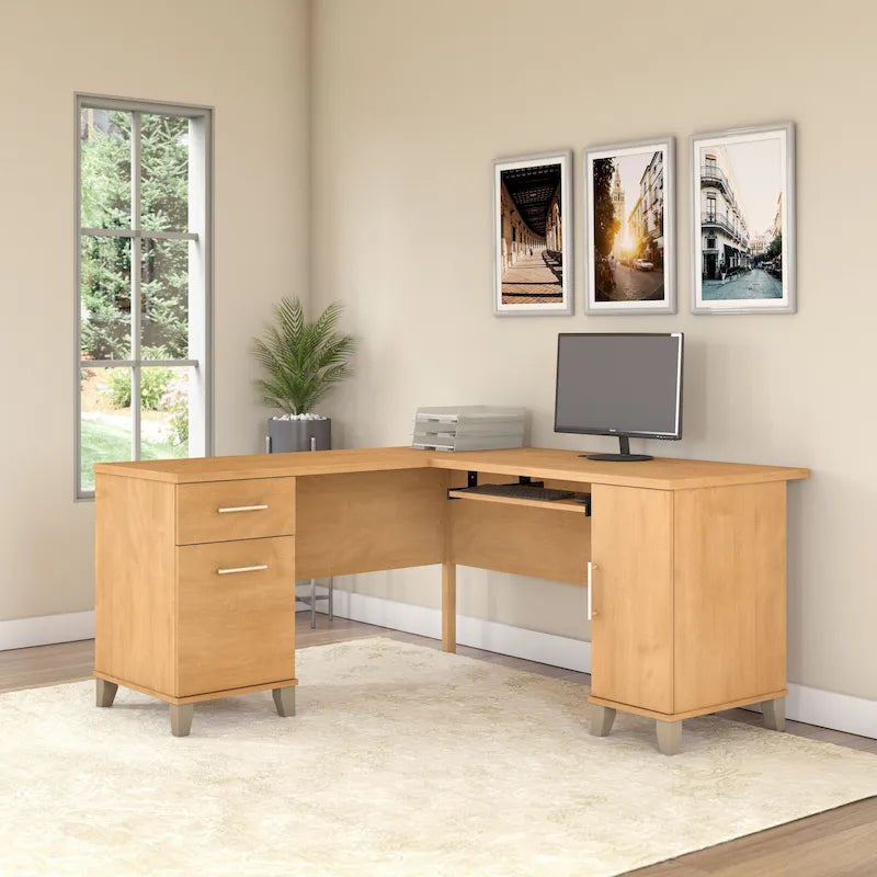 Bureau d'angle en L 60W Bush Furniture Somerset avec tiroirs et rangements