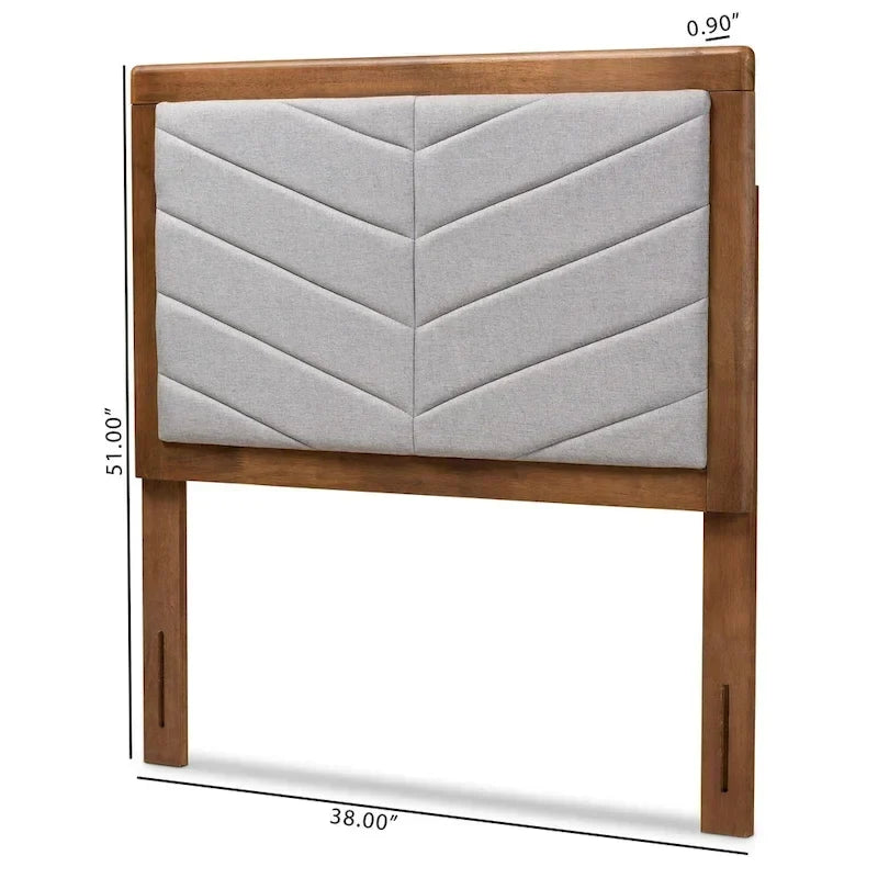 Tête de lit double moderne et contemporaine Iden en tissu et bois gris