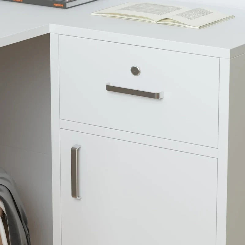 Bureau de réception en bois en forme de L Timechee 55.9W 48.4H avec tiroir à serrure