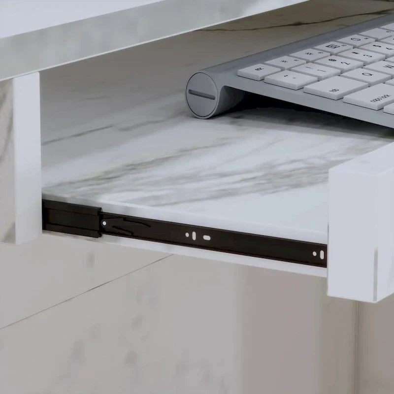 Bureau de réception en bois en forme de L Timechee 55.9W 48.4H avec tiroir à serrure
