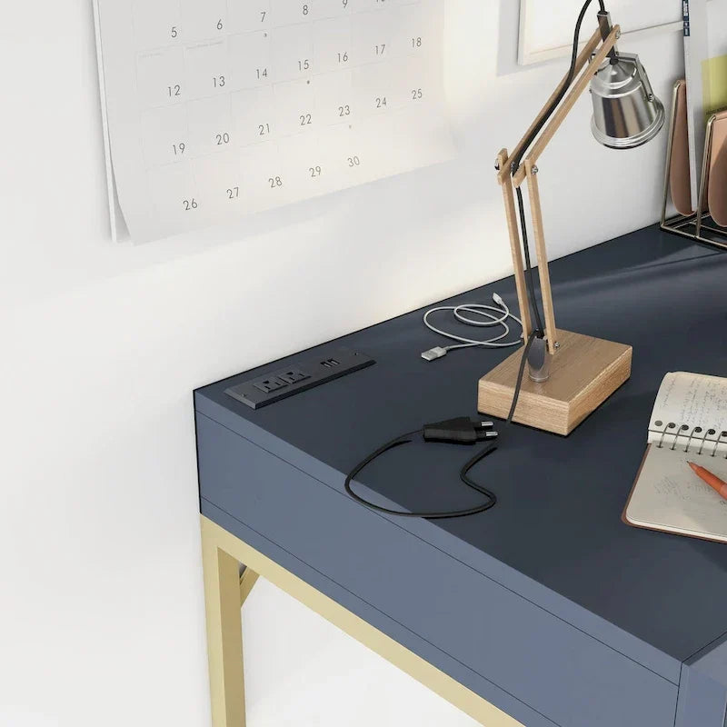 Bureau d'ordinateur Bird Modern en métal de 42 pouces avec ports USB par Furniture of America