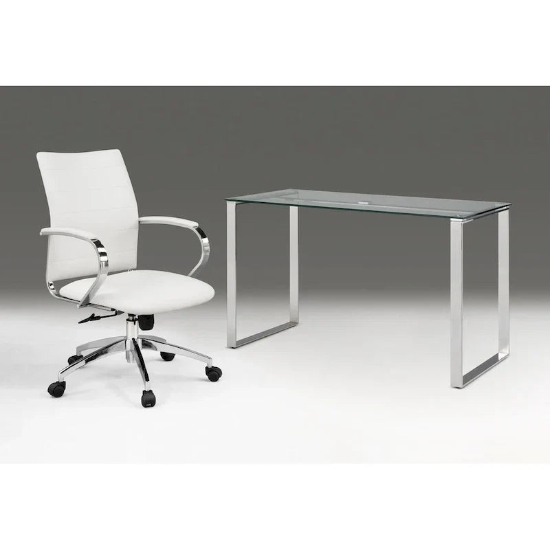 Bureau en verre avec base de médaillon