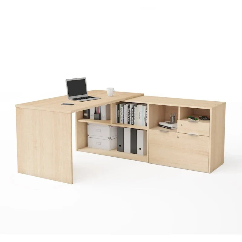 Bureau d'angle Bestar i3 Plus avec 2 tiroirs
