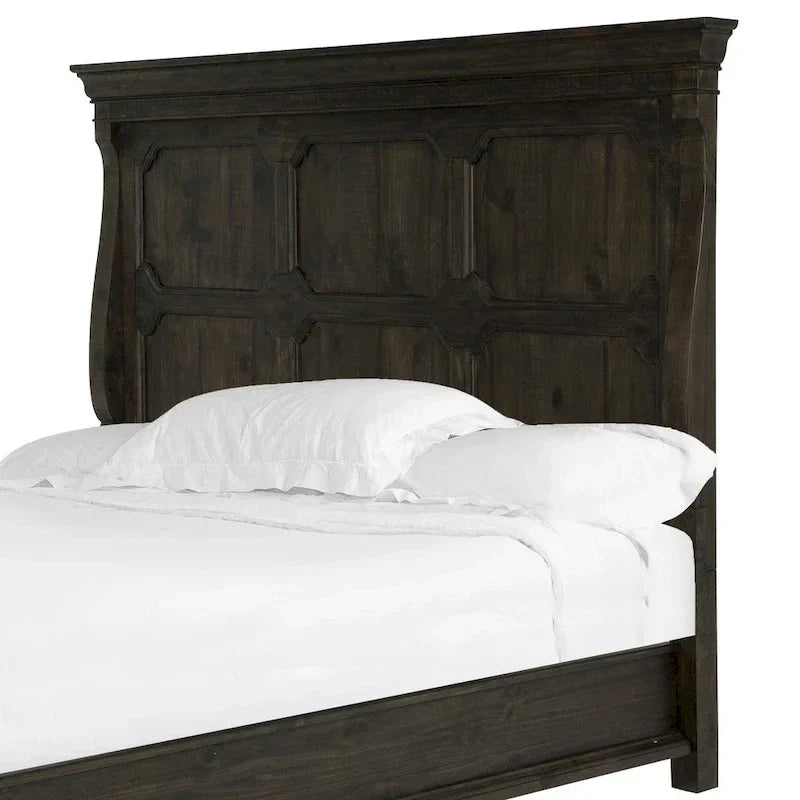 Tête de lit Bellamy traditionnelle en panneaux queen poivrier