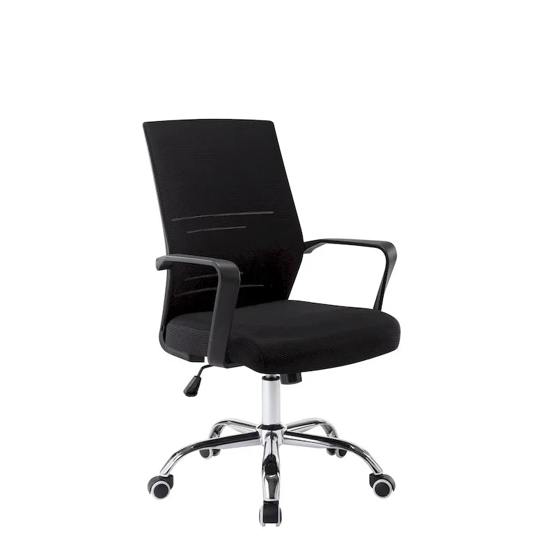 Chaise de bureau ergonomique en maille Balzac Porthos Home avec base à roulettes chromée