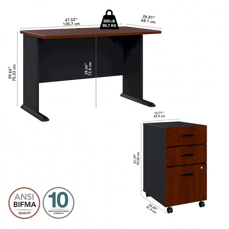 Bureau 48W de la série A avec classeur mobile par Bush Business Furniture