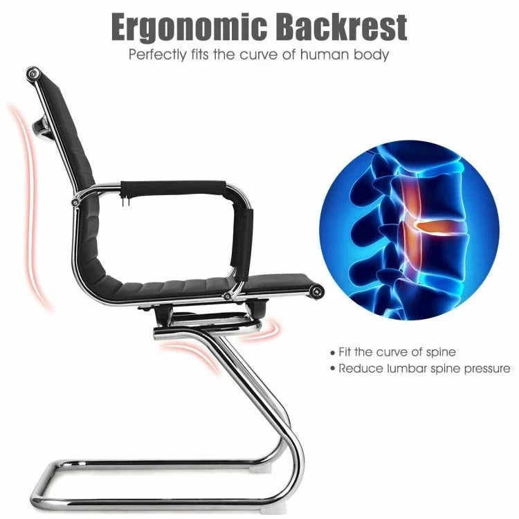 Ensemble de 2 chaises de conférence avec accoudoirs protecteurs