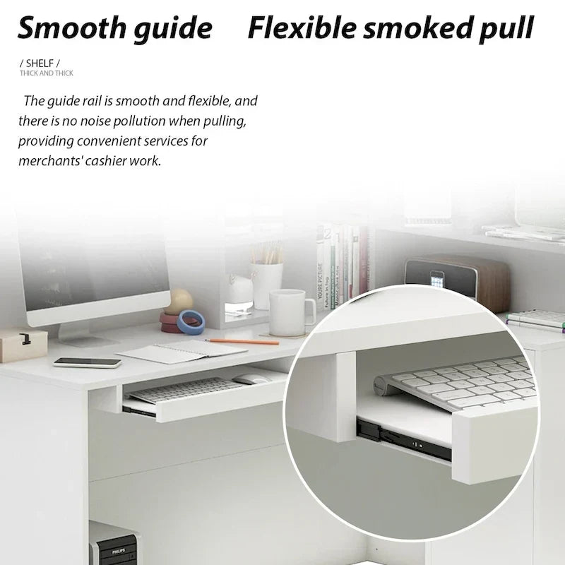 Table de comptoir de réception moderne en forme de L blanche par Timechee