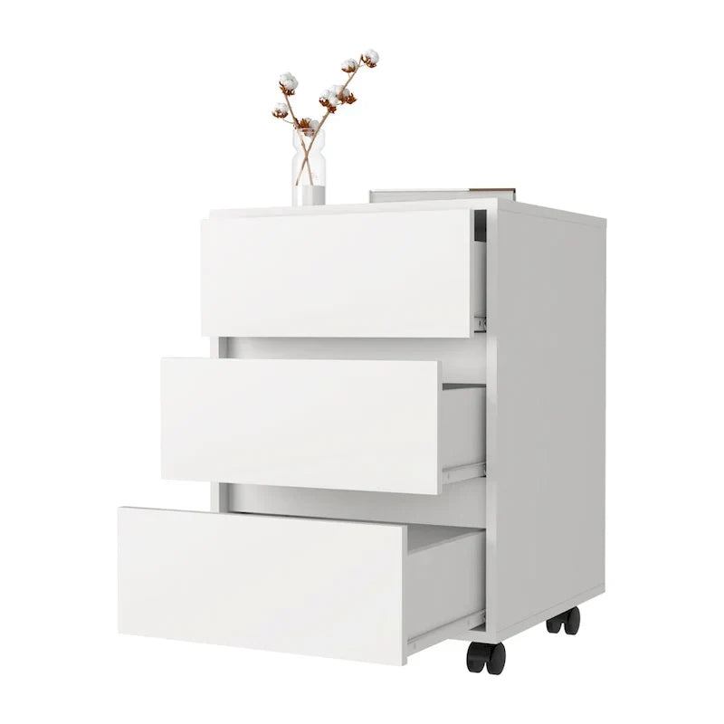 Meuble de classement à 3 tiroirs Artemisa de 66 cm de haut avec 4 roulettes et plateau supérieur