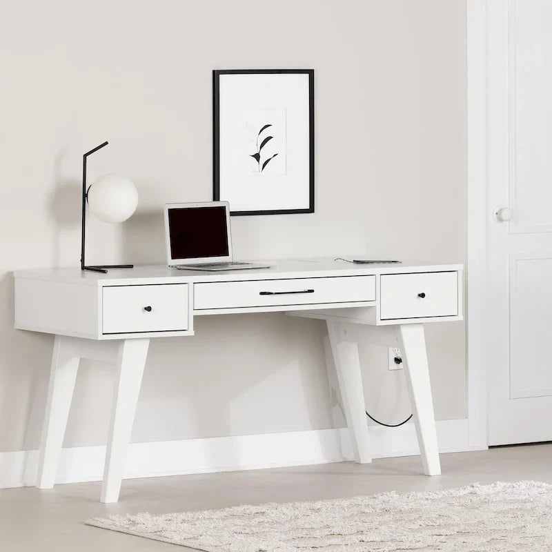 Bureau d'ordinateur Helsy South Shore avec barre d'alimentation