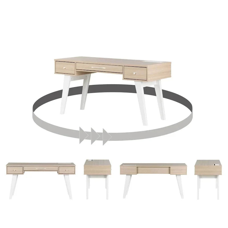 Bureau d'ordinateur Helsy South Shore avec barre d'alimentation