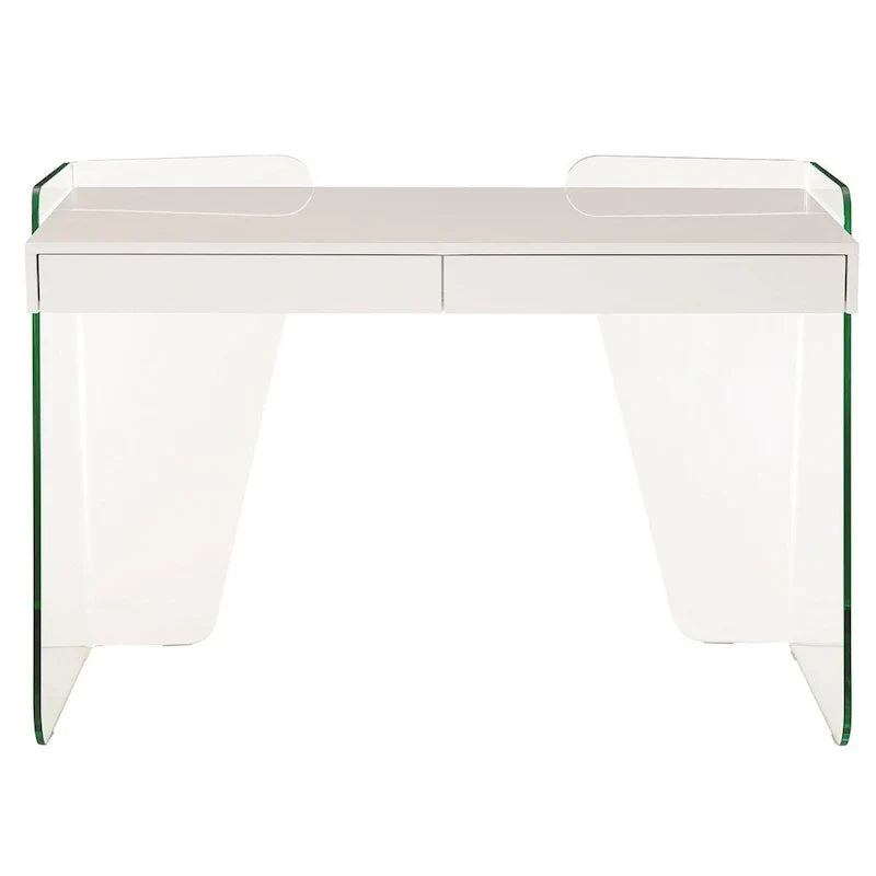 Bureau ARCHIE avec plateau en verre transparent.