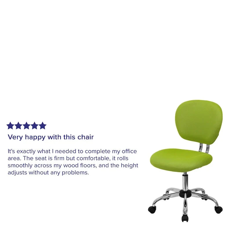 Chaise de bureau pivotante à roulettes, dossier mi-hauteur en maille filet, rembourrée, avec piètement chromé