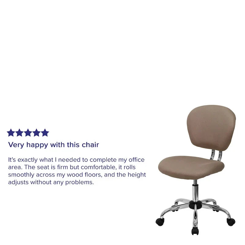 Chaise de bureau pivotante à roulettes, dossier mi-hauteur en maille filet, rembourrée, avec piètement chromé