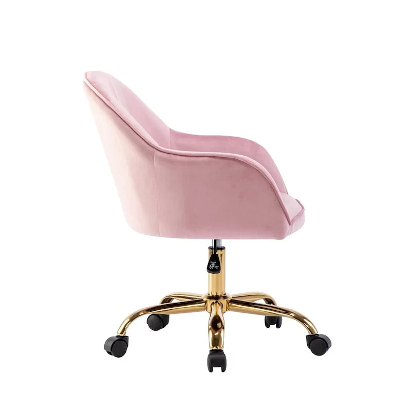 Chaise de bureau Porthos Home Xenos en velours avec piètement chromé doré