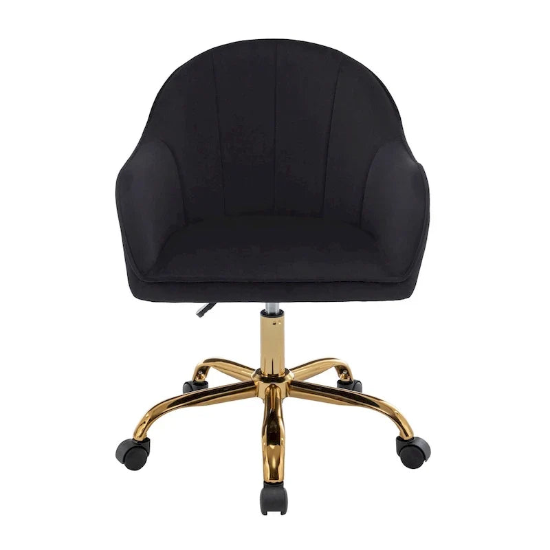 Chaise de bureau Porthos Home Xenos en velours avec piètement chromé doré