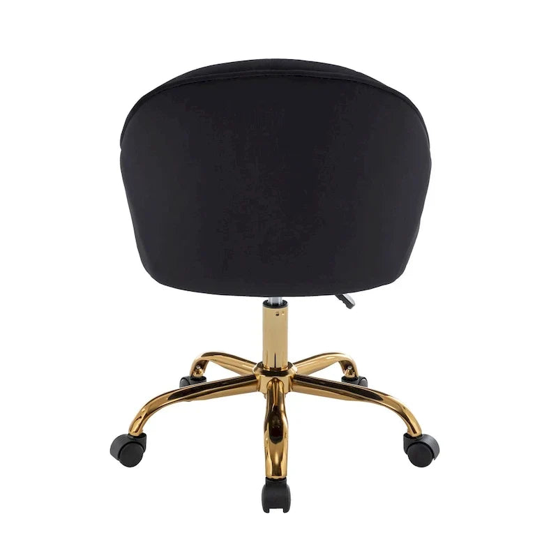 Chaise de bureau Porthos Home Xenos en velours avec piètement chromé doré