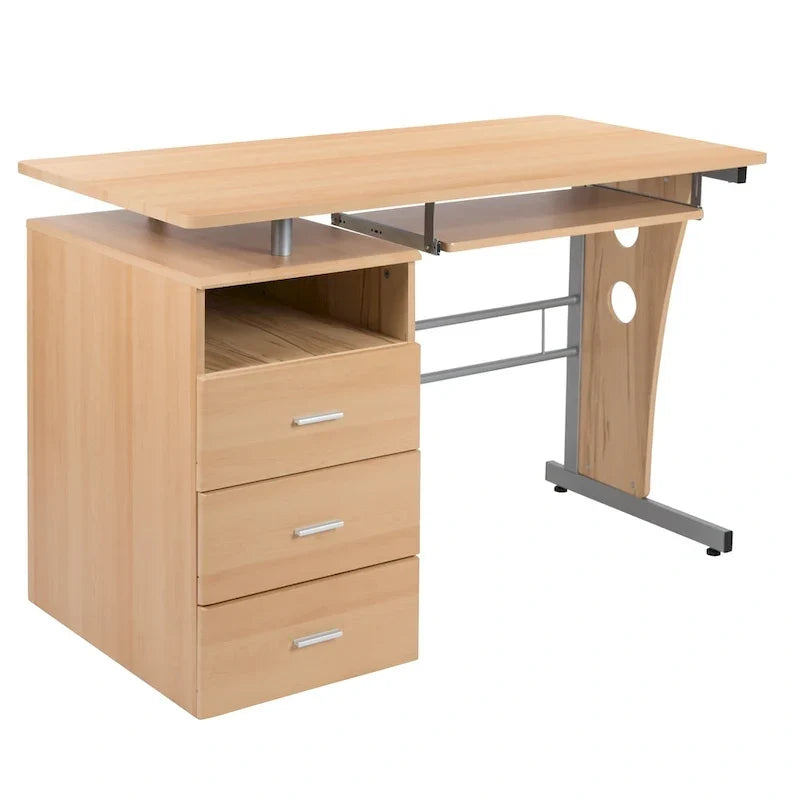 Bureau informatique 3 tiroirs avec tablette clavier