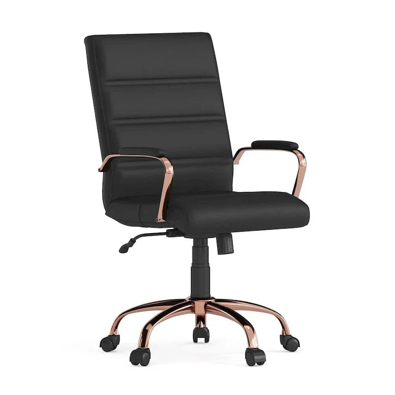 Fauteuil de bureau pivotant en cuir synthétique avec dossier mi-haut