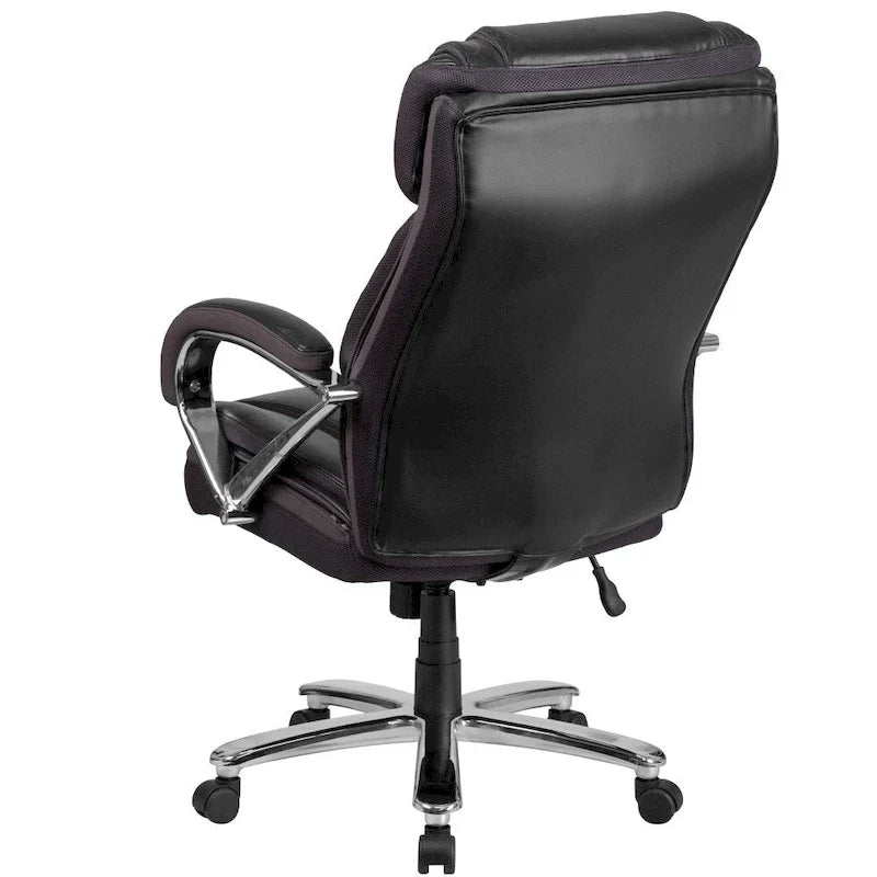 Chaise de bureau ergonomique pivotante en cuir pleine fleur, grande taille