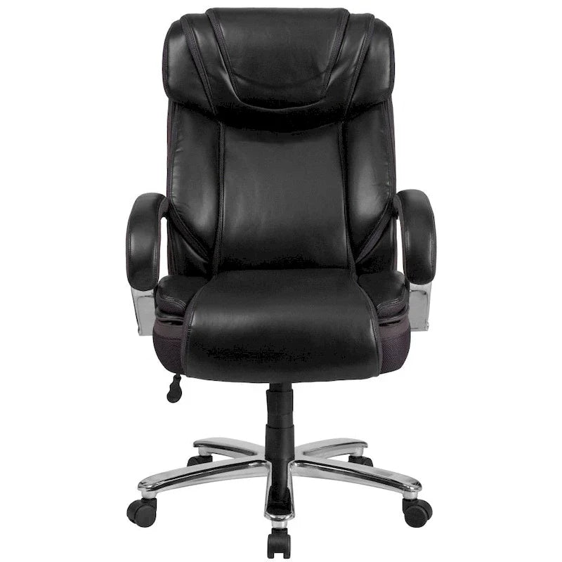Chaise de bureau ergonomique pivotante en cuir pleine fleur, grande taille
