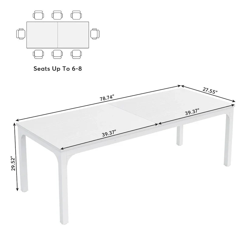 Bureau de direction double poste de travail de 78,74 pouces avec pieds en métal pour bureau à domicile, bureau d'ordinateur pour deux personnes (table uniquement)