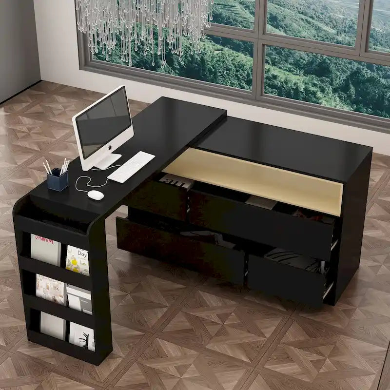 Bureau de rangement avec plateau mobile, étagères et espace de présentation Commode