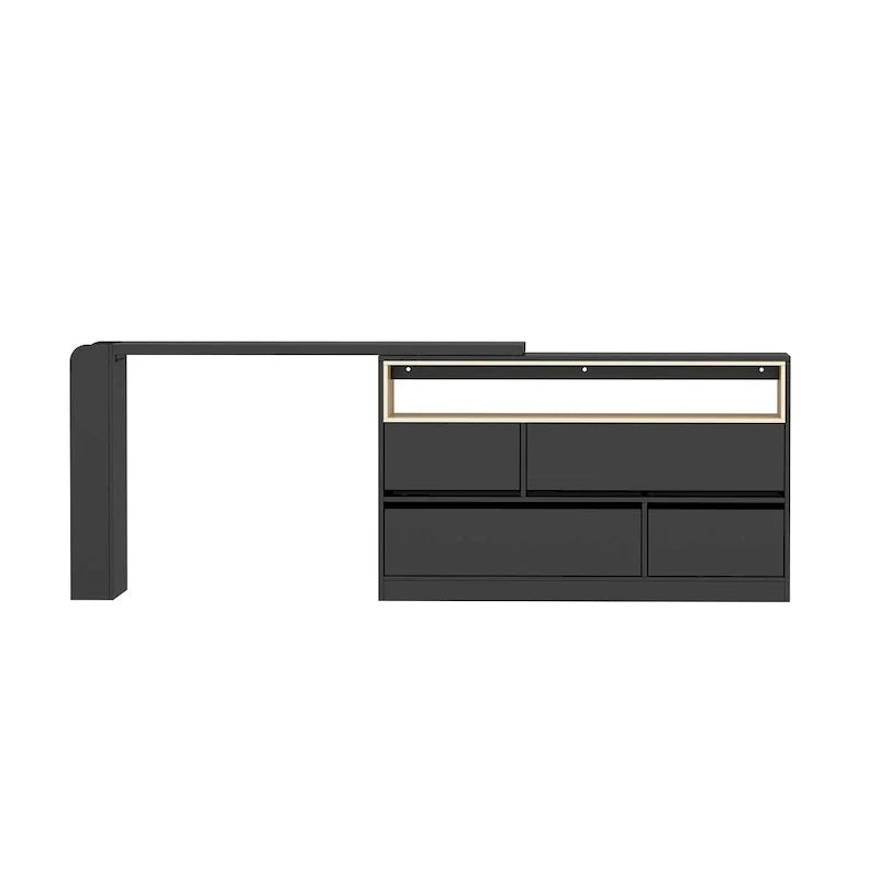 Bureau de rangement avec plateau mobile, étagères et espace de présentation Commode
