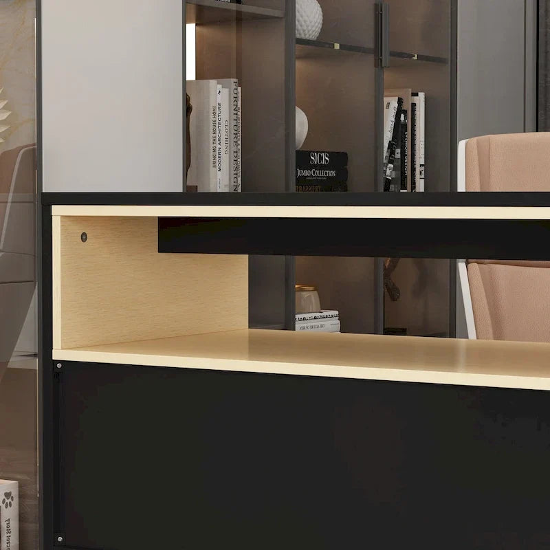 Bureau de rangement avec plateau mobile, étagères et espace de présentation Commode