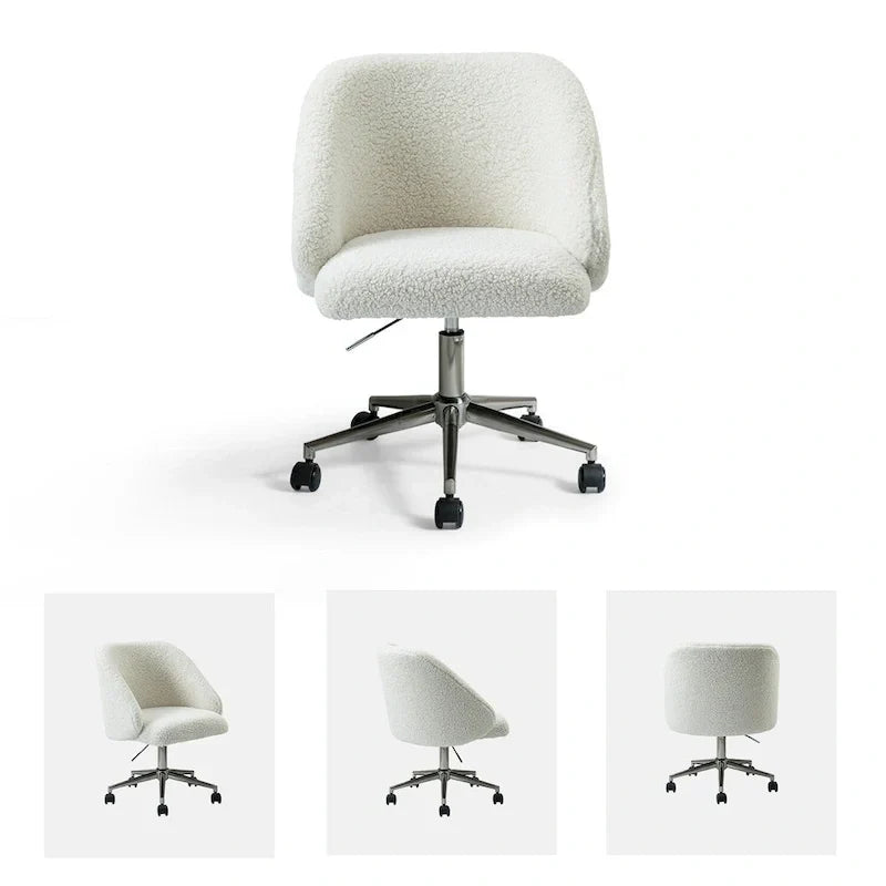 Chaise de bureau pivotante Joah Modern Boucle 360 réglable en hauteur avec roulettes par HULALA HOME - N/A