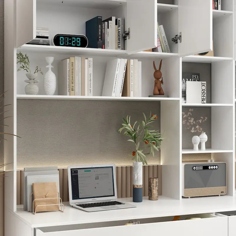 Bureau de jeu et de travail moderne spacieux blanc pour deux personnes