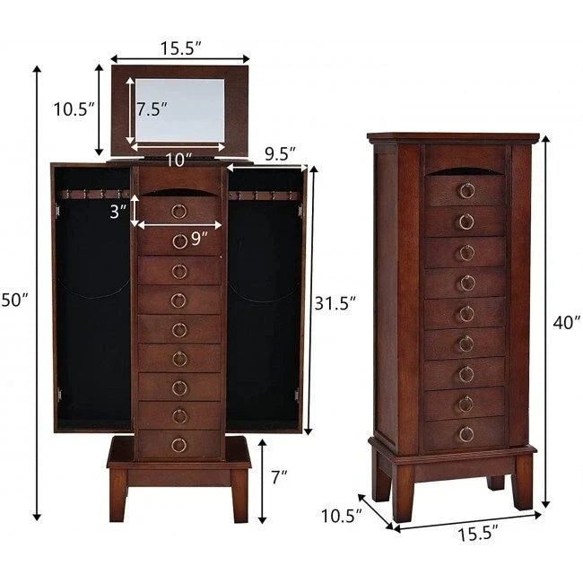 Organisateur de rangement pour bijoux en bois avec 6 tiroirs - 10,5 x 15,8 x 40 (P x L x H)