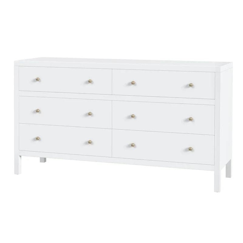 Commode large en bois à 6 tiroirs Nora