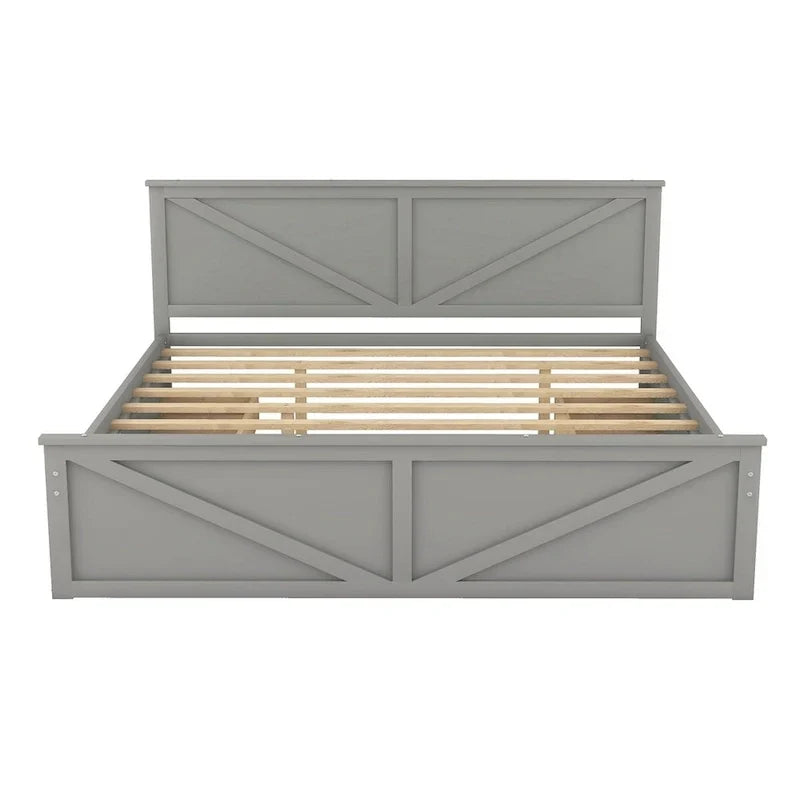 Lit plateforme King Size avec quatre tiroirs de rangement et pieds de support