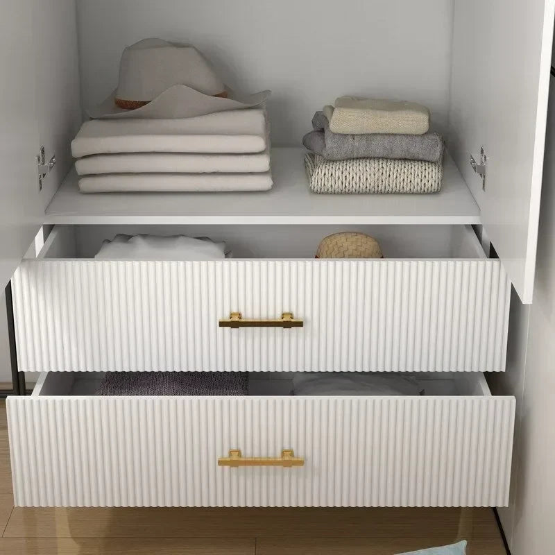 2 Door 2 Drawers, White Armoires, Wardrobe Cabinet, Suitable for Wardrobes in Bedrooms, Offices