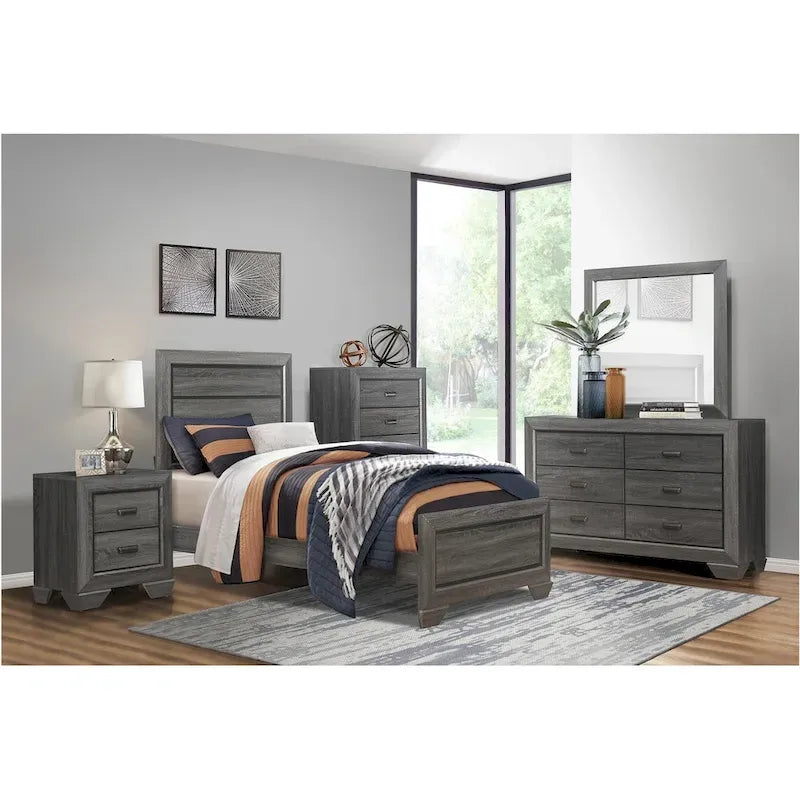 Ensemble de chambre moderne à 3 pièces Valli gris