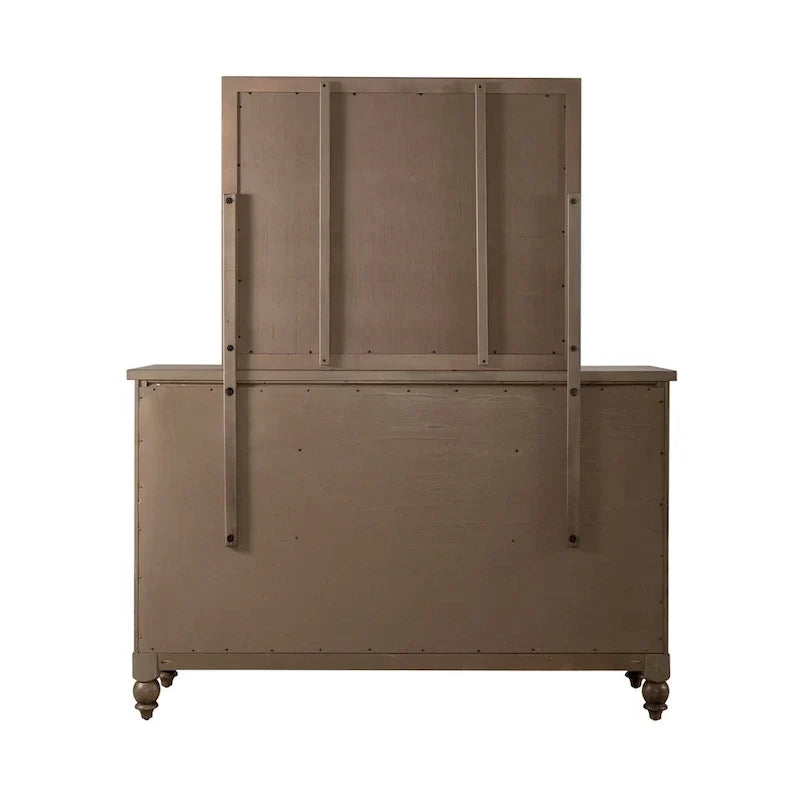 Ensemble de chambre à coucher Americana Farmhouse comprenant un lit traîneau, une commode et un miroir