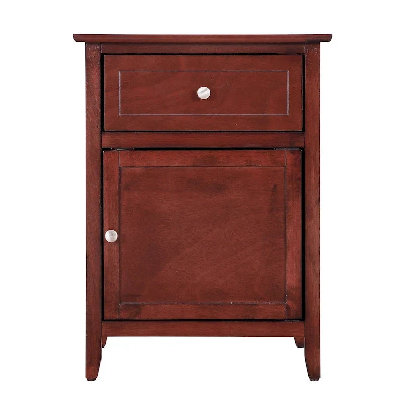 Table de chevet moderne 19 pouces en métal avec tiroir unique et armoire de rangement