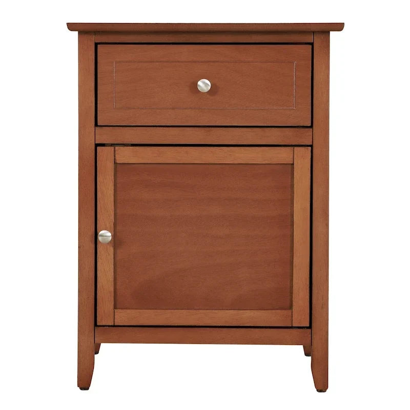 Table de chevet moderne 19 pouces en métal avec tiroir unique et armoire de rangement
