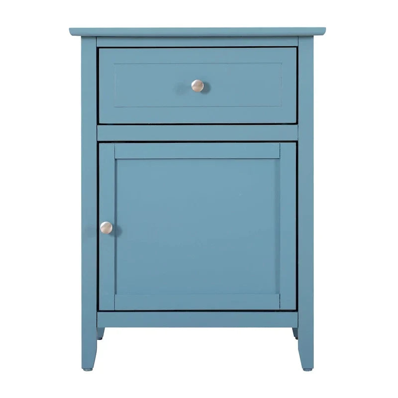 Table de chevet moderne 19 pouces en métal avec tiroir unique et armoire de rangement