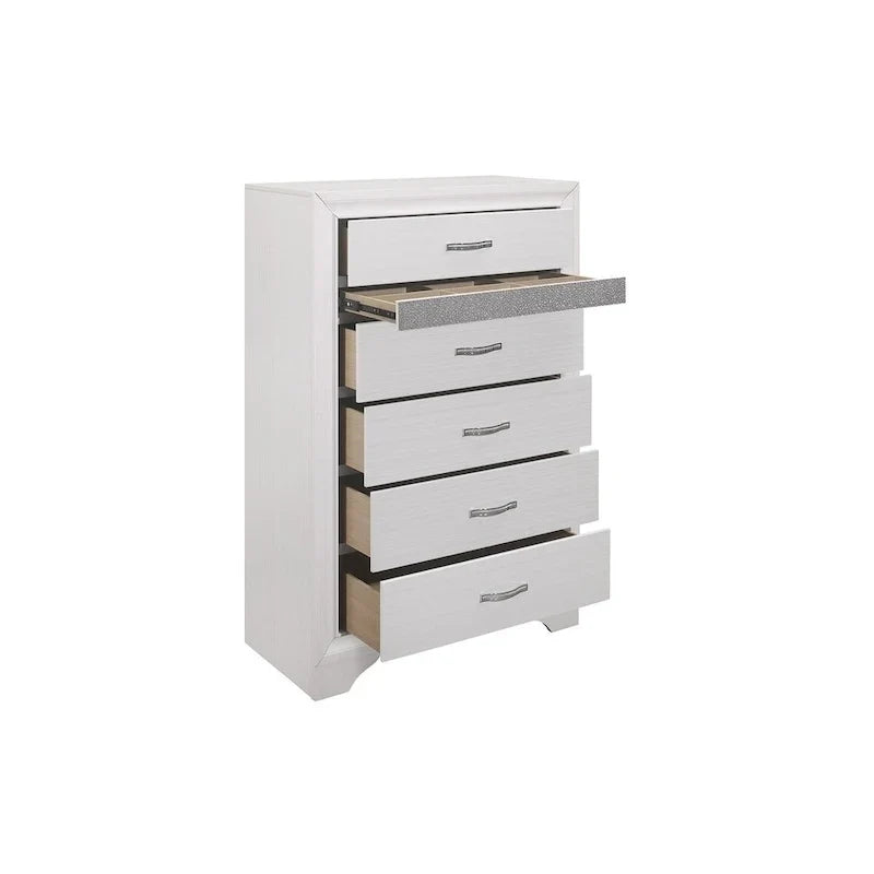 Lit plateforme de rangement Beatrice 4 pièces moderne en similicuir blanc